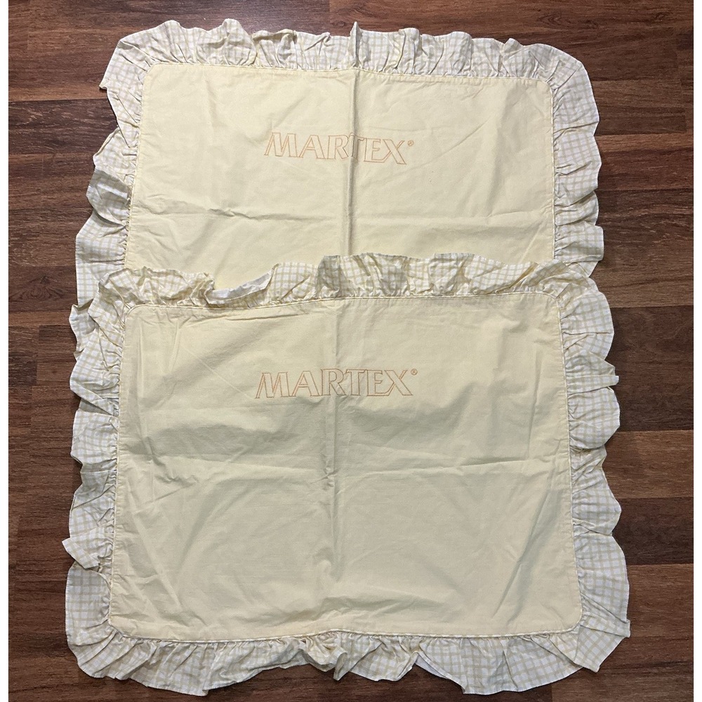 Pair Of Vtg Pastel Yellow MARTEX Ruffled STANDARD Pillow Shams
